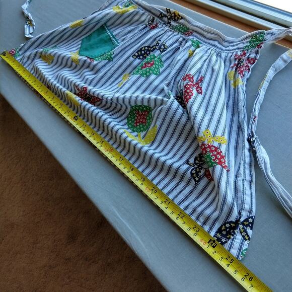 Vintage Handmade Child Size Half Skirt Apron patchwork stripes pocket - Picture 7 of 9